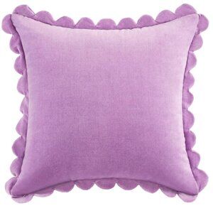 NWT Kate Spade Scallop Lavender Purple Velvet Pillow 18" x 18" 100% Cotton